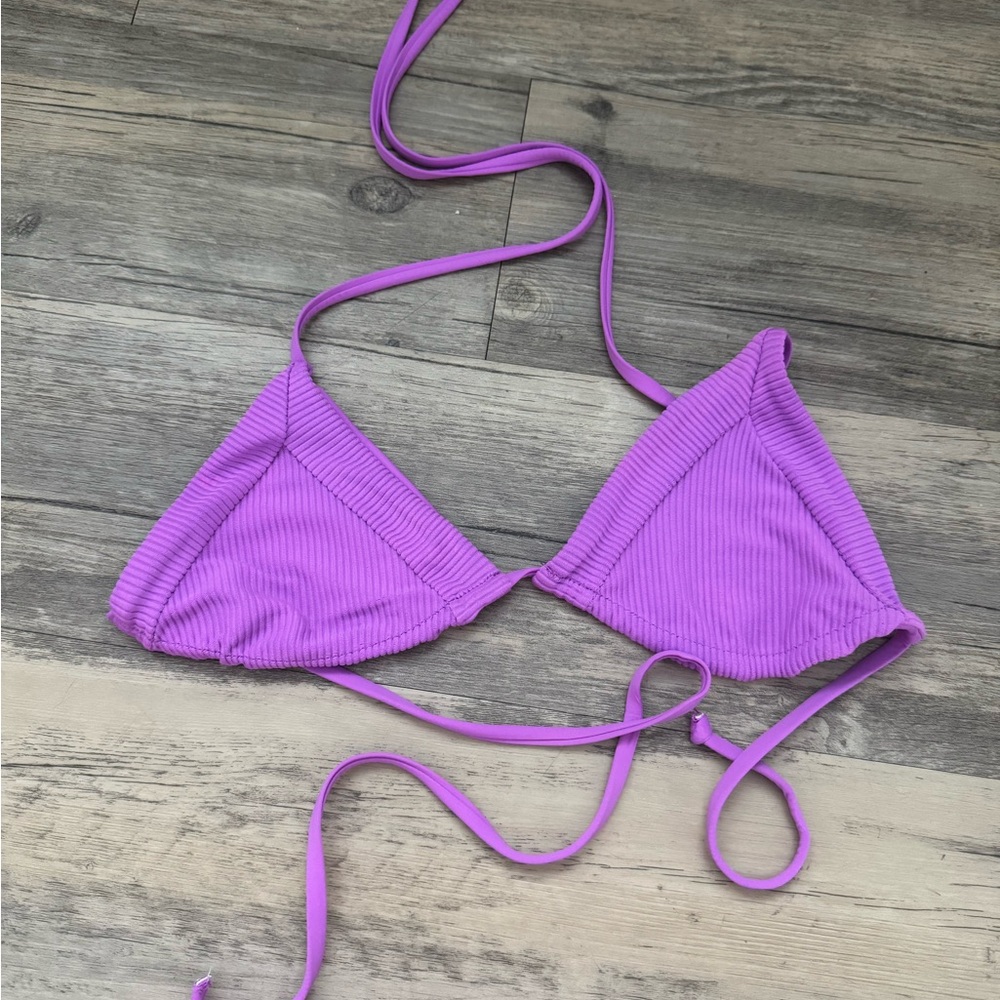 Frankie's Bikinis Purple Ribbed Bikini Top